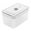 Vakuuminis indas ZWILLING 36807-007-0, plastikinis stačiakampis maisto indas, 1,1 l ir 2,3 l, sandariai užsidarantis dangtelis, išimamas, permatomas baltas
