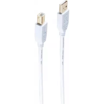 USB 2.0 laidas ShiverPeaks BS77021-W — USB A į USB B, 1 m, baltas, auksuoti kontaktai