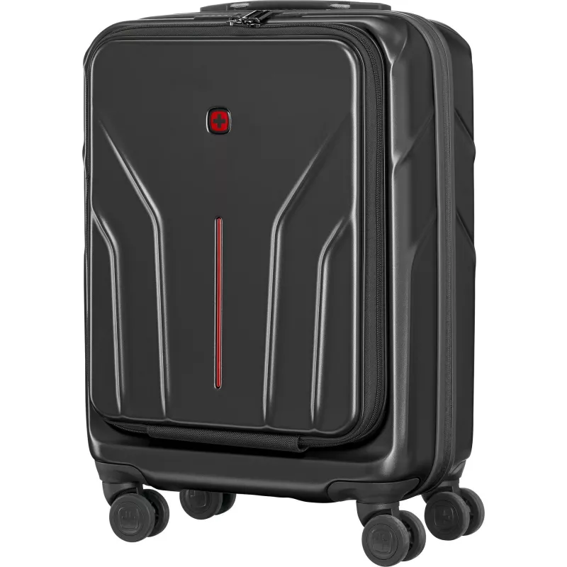 Kieto korpuso rankinis lagaminas Wenger Amplix 653323 juodas, kompaktiškas kabininis bagažas