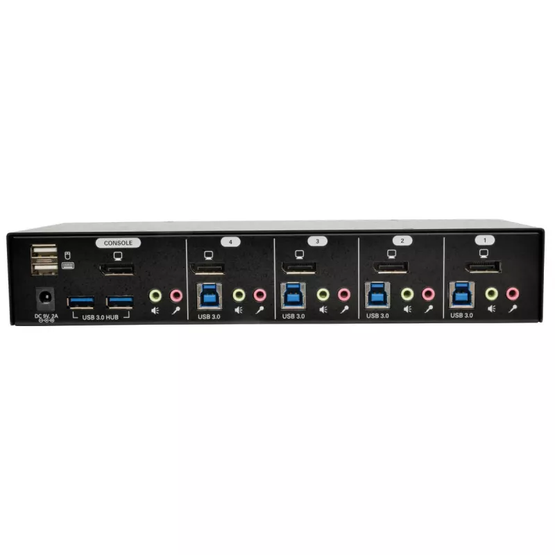 EATON TRIPPLITE 4 prievadų DisplayPort KVM jungiklis su garso kabeliais ir USB 3.0 SuperSpeed šakotuvu (B004-DPUA4-K)