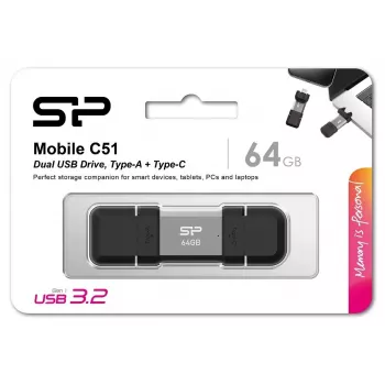 USB atmintukas Silicon Power 64 GB USB Type-A USB Type-C SP064GBUC3C51V1S