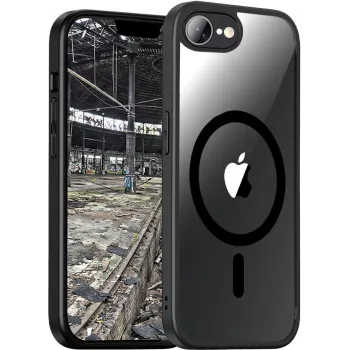 Apsauginis hibridinis MagSafe dėklas jt berlin Pankow, skirtas Apple iPhone 16e – juodas permatomas
