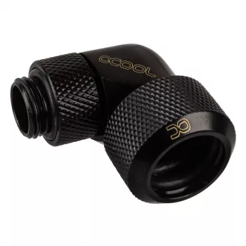 Alphacool Eiszapfen 16mm kieto vamzdelio įsukama 90° sukama alkūnė G1/4 – kampinė užspaudžiamoji jungtis skysčio aušinimo sistemai – giliai juoda