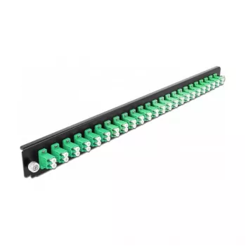 Priekinis skydelis su 24 LC Duplex prievadais DeLOCK 19 colių, 1U, žalias
