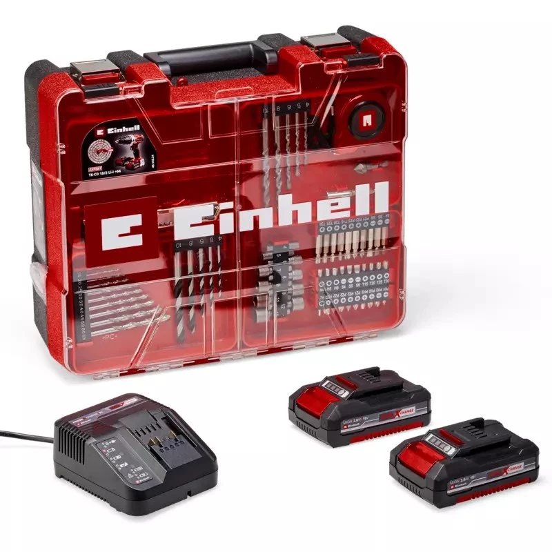 Gręžtuvas Einhell TE-CD 18/2 18750 RPM Be raktelio 1.45 kg Juoda, Raudona
