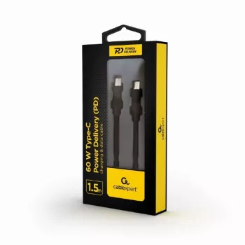 Laidas USB-C vyriškas – USB-C vyriškas, Power Delivery 60W, įkrovimas ir duomenys, 1,5 m