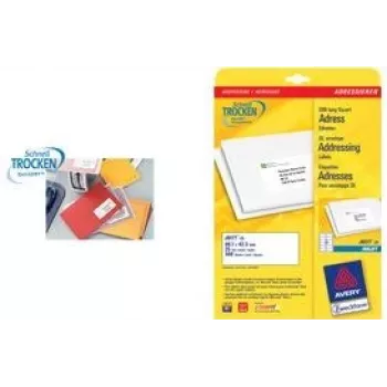 Avery Quick DRY J8173 - adresų etiketės - Baltos - 57 x 99,1 mm - 250 vnt. (25 lapų x 10) (J8173-25)