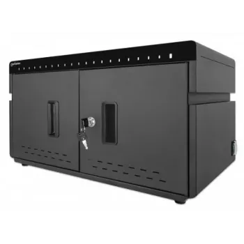 Manhattan 20 vietų stalinis įkrovimo kabinetas iPad iki 11 colių, planšetėms ir išmaniesiems telefonams per USB-C, lizdai 264x22x235mm, įkrovimo laidai neįeina (rekomenduojamas USB-C laidas 354868), užrakinamas, EU/UK maitinimo laidai