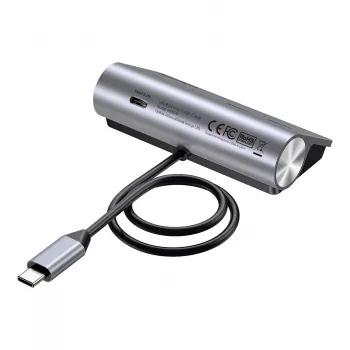 USB šakotuvas Unitek H1337AGY01 – 4 prievadai (2×USB-C, 2×USB-A), iki 5 Gbps, aliuminis, sidabrinis