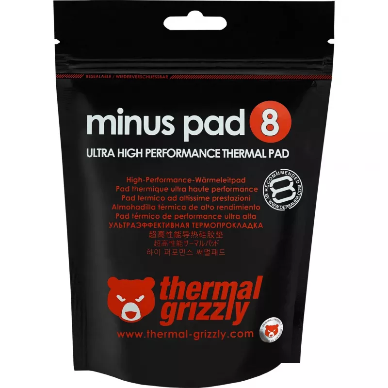 Termo padėklas Thermal Grizzly Minus Pad 8 — 100 x 100 x 3.0 mm, rožinis
