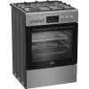 BEKO viryklė FBMA61330GXDT – dujinė kaitlentė, elektrinė orkaitė, 72 L, nerūdijantis plienas