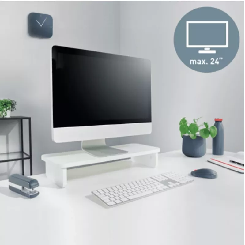 Monitorio stovas LEITZ Freestanding 64340001 – stalvynas 61 cm (24 colių) ekranams, 20 kg talpa, aukštis reguliuojamas, baltas