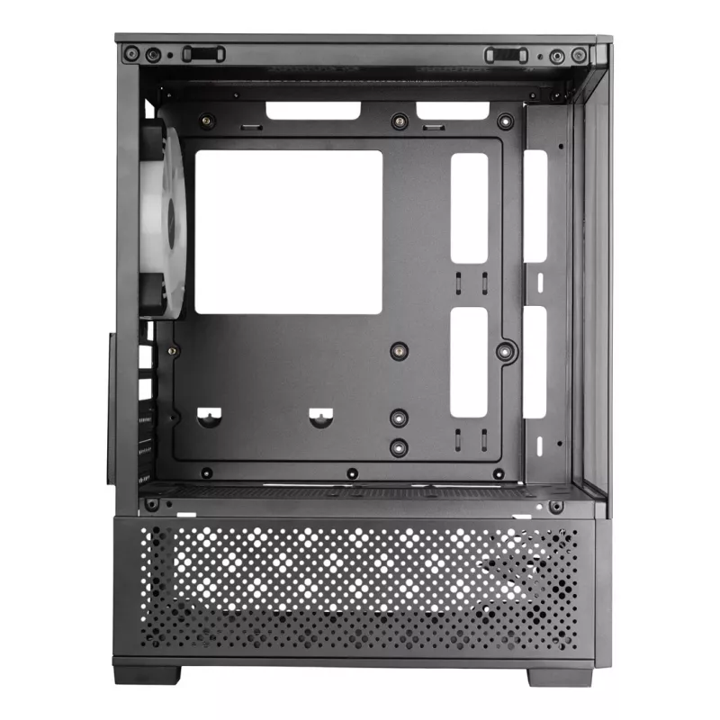 Mini Tower PC korpusas TACENS Mars Gaming MC-SE2 — Mini-ITX / Micro-ATX, juodas, šoninis langas, maitinimo blokas apačioje, palaiko 2x2,5 colio + 1x3,5 colio diskus
