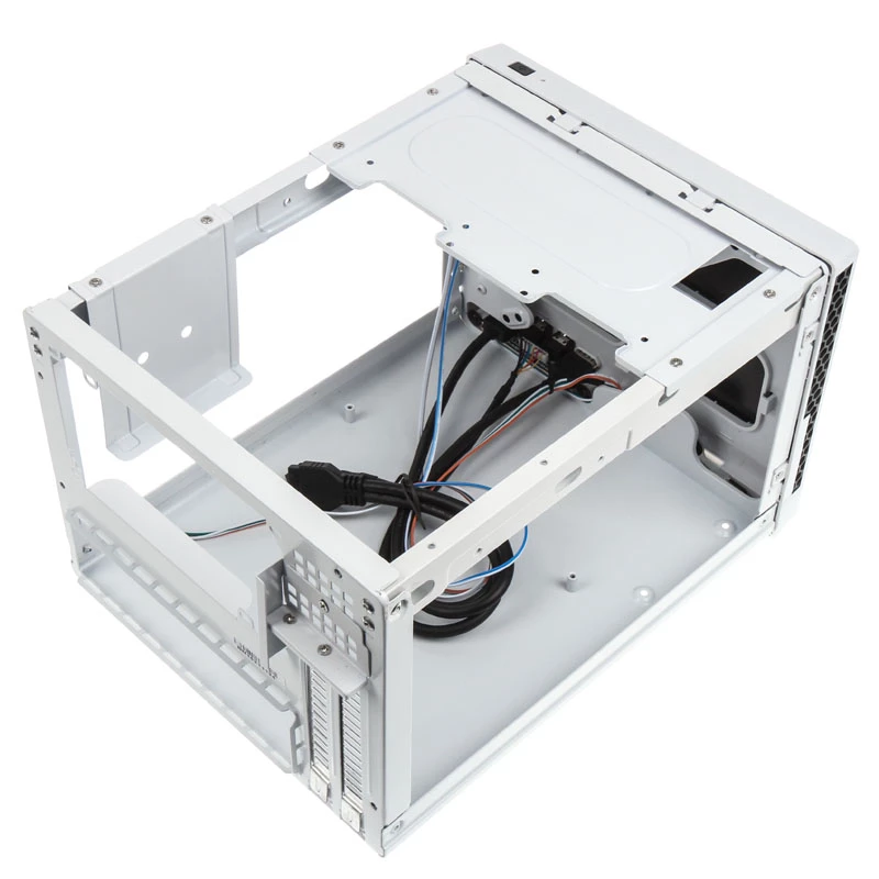 SilverStone SUGO SG13 - stalinis kompiuterio korpusas - Mini-DTX - be maitinimo šaltinio (AT / PS/2) - juoda, balta - USB / garsas (SST-SG13WB-Q)