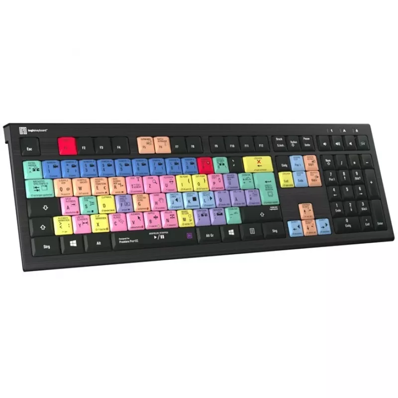 Logickeyboard ASTRA 2 apšviesta klaviatura Adobe Premiere Pro CC vokiškam QWERTZ išdėstymui (LKB-PPROCC-A2PC-DE)
