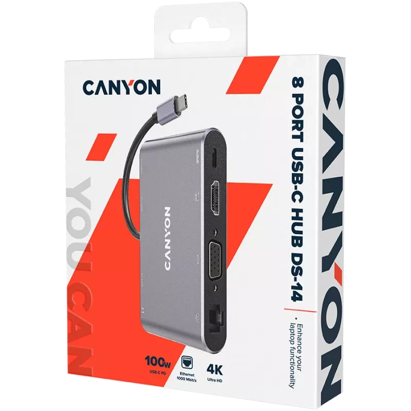 Canyon DS-14 - doku stotelė - USB-C - VGA, HDMI