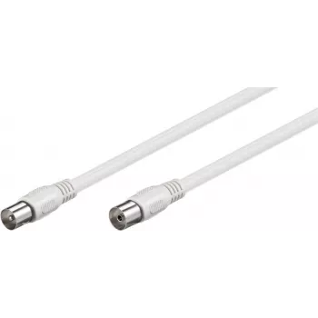 Goobay antenos laidas (A klasė, >85 dB), 2x ekranuotas, 5 m, baltas - Coax kištukas > Koax lizdas (visiškai ekranuotas) (66616)