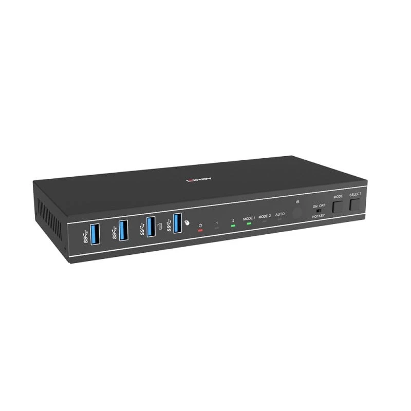 Lindy 2 prievadų dviejų ekranų HDMI 4K60, USB 3.0 KVM jungiklis, 4096 × 2160 pikselių, 4K Ultra HD, juodas