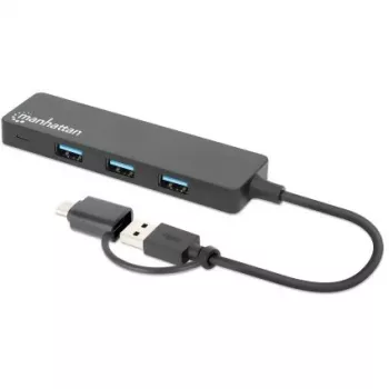 Manhattan USB-C & USB-A jungties stotelė / USB šakotuvas, 4x USB-A, 5 Gbps (USB 3.2 Gen1), maitinamas per USB