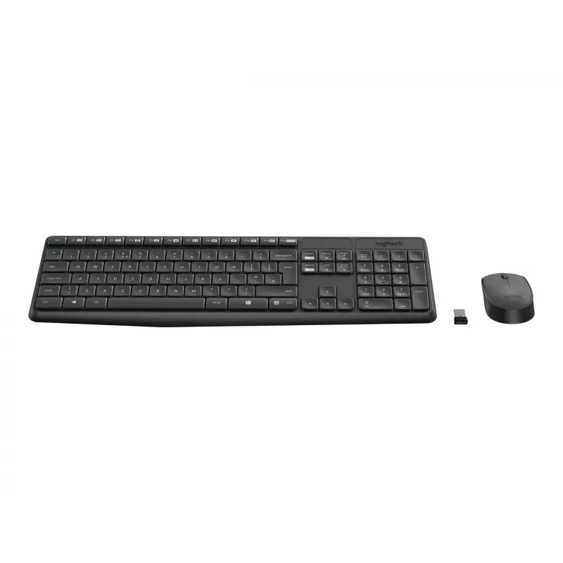 Logitech MK235 belaidė klaviatūra ir pelė rinkinys, pilno dydžio, pilka