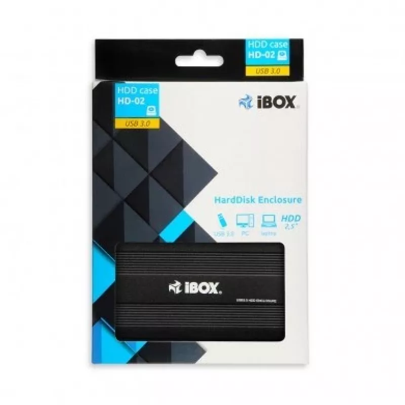 iBOX HD-02 išorinė dėžutė 2,5 colio SATA diskams, USB 3.0, aliuminis, juoda