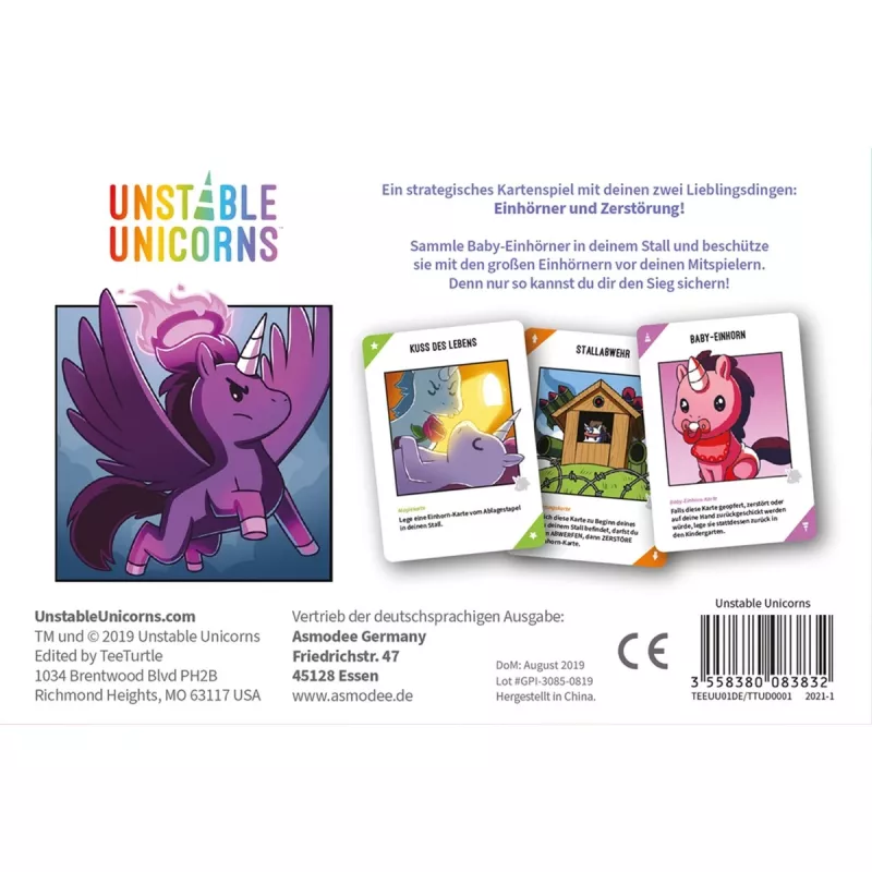 Unstable Unicorns, Kortų žaidimas