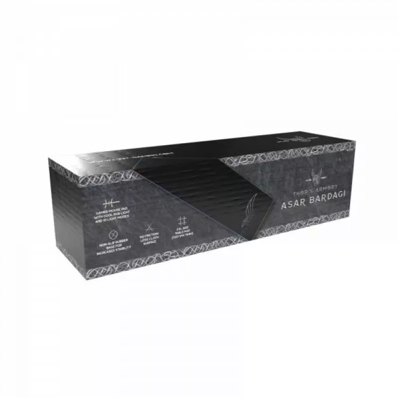 L33T Gaming 160406 Asar Bardagi XXL RGB žaidimų pelės kilimėlis, greitas paviršius, 920 x 294 x 3 mm, juodas