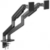 Laikiklis monitoriui DIGITUS Dvigubas monitorių laikiklis 2×45 colių ekranams, spaustuvas, 2×20 kg, VESA 75×75–100×100, pakreipimas -20–50°