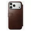 Nomad Modern Leather Folio dėklas iPhone 17 Pro Max — Ruda oda, 6,3 colio ekranas, 4 kortelių kišenės