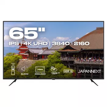 164,0 cm / 65 colių (3840x2160) JAPANNEXT JN-IPS650UHD60F 16:9 IPS 60Hz HDMI USB WLAN Garsiakalbiai Juoda