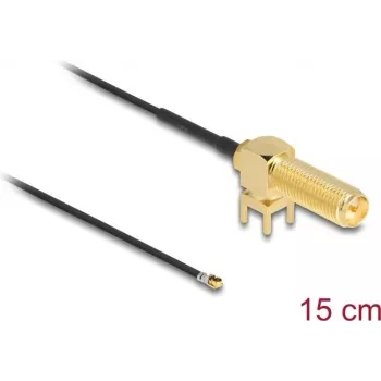 Koaksialinis kabelis DeLOCK 12032 0,15 m RP-SMA – I-PEX MHF4 juodas