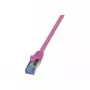 LogiLink CQ3029S RJ45 tinklo kabelis, jungiamasis laidas CAT 6a S/FTP 0,50 m rožinis, nedegus, su fiksatoriumi