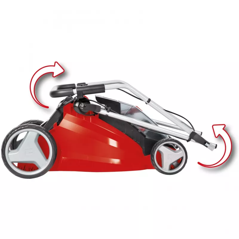 Akumuliatorinė vejapjovė EINHELL GE-CM 43 Li M Kit, 36V (2x18V), raudona/juoda, 2x ličio jonų akumuliatorius 4,0 Ah