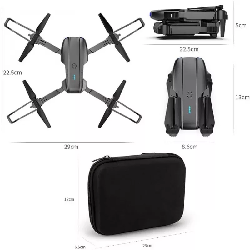 E99 Pro Drone rinkinys su 3 baterijomis ir dėklu | 1800mAh