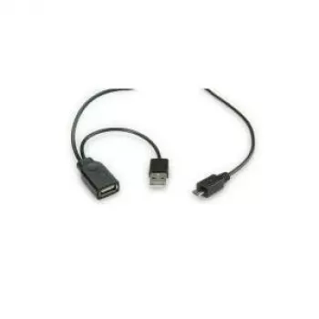 ROLINE USB 2.0 Y-Laidas - 2x A tipo (vyriškas / mėlynas) - Micro B vyriškas - 1 m - Ekranuotas - USB 2.0 Micro B - 1 mm (19.08.1009)