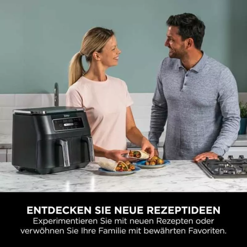 Ninja AF200EU dviguba keptuvė 7,6 L atskira 2400 W karšto oro gruzdintuvė Juoda