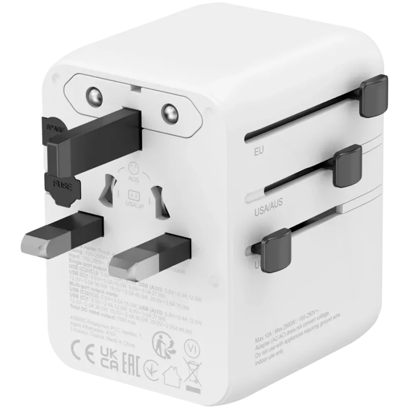 CANYON kelioninis adapteris OnTour 70 EU/UK/US/AUS 70W baltas