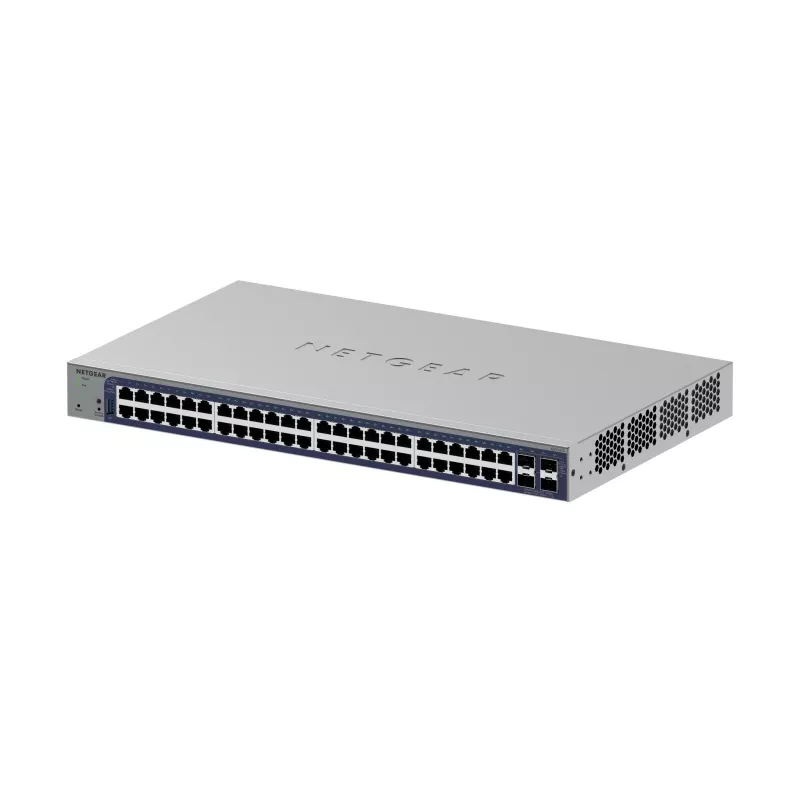 Valdomas Gigabit Ethernet jungiklis Netgear GS752TX, 48x RJ-45 10/100/1000, 10G palaikymas, 1U stovas, pilka