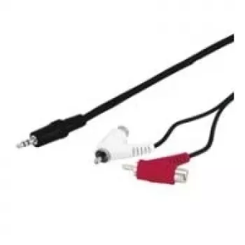 Wentronic Goobay 3,5 mm jack / RCA adapterio kabelis, juodas, 1,5 m - 3,5 mm kištukas (3 kontaktai, stereo) > 2x RCA kištukas (garsas kairė/dešinė) (50213)