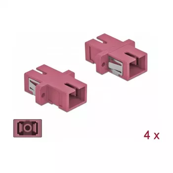 Skaidulinės optikos jungtis SC moteriška–moteriška DELOCK 85995, violetinė, 4 vnt. pakuotė