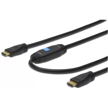 Assmann HDMI High Speed jungiamasis laidas, tipas A, su stiprintuvu, M/M, 40,0 m, buvęs HDMI 1.3, UL, juodas, auksuotas (AK-330105-400-S)
