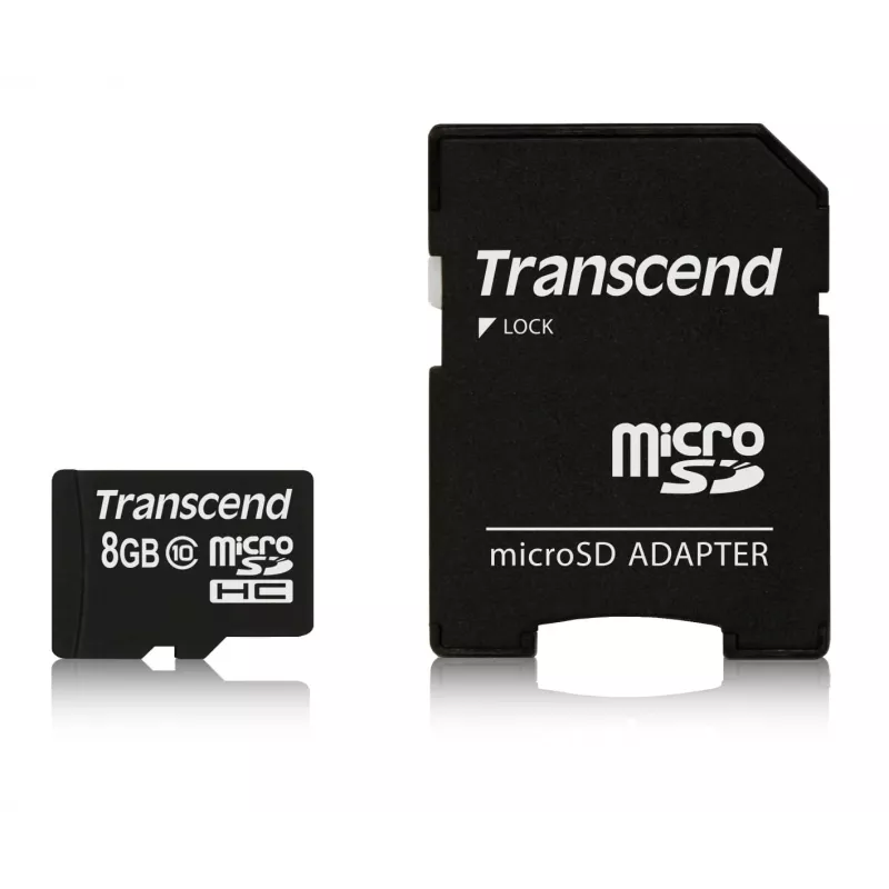 Transcend Premium microSDHC 8 GB atminties kortelė su SD adapteriu