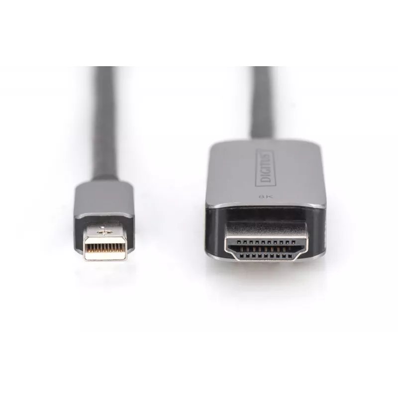 DIGITUS adapteris Mini DisplayPort (kištukas) → HDMI (kištukas) 1,0 m, palaiko 8K 60 Hz, juodas (DB-340109-010-S)