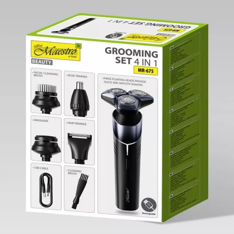 Elektrinis 5-in-1 daugiafunkcis skutimosi rinkinys Maestro MR-675 su USB įkrovimu