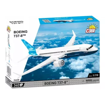 Konstruktorius Cobi Boeing 737-8 – 340 detalių, rekomenduojamas amžius 7+, mėlynos ir baltos spalvos