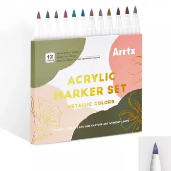 Arrtx LC303649 Akriliniai žymekliai – 12 metalinių spalvų, dėžutėje