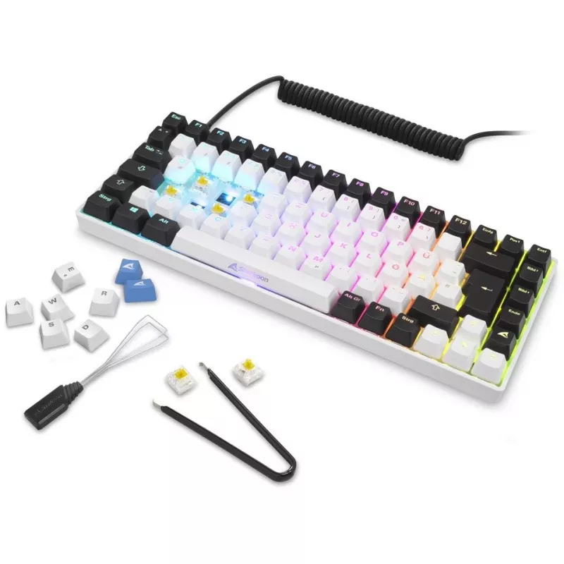 Žaidimų klaviatūra Sharkoon SKILLER SGK50 S3 mechaninė USB QWERTY portugališka balta