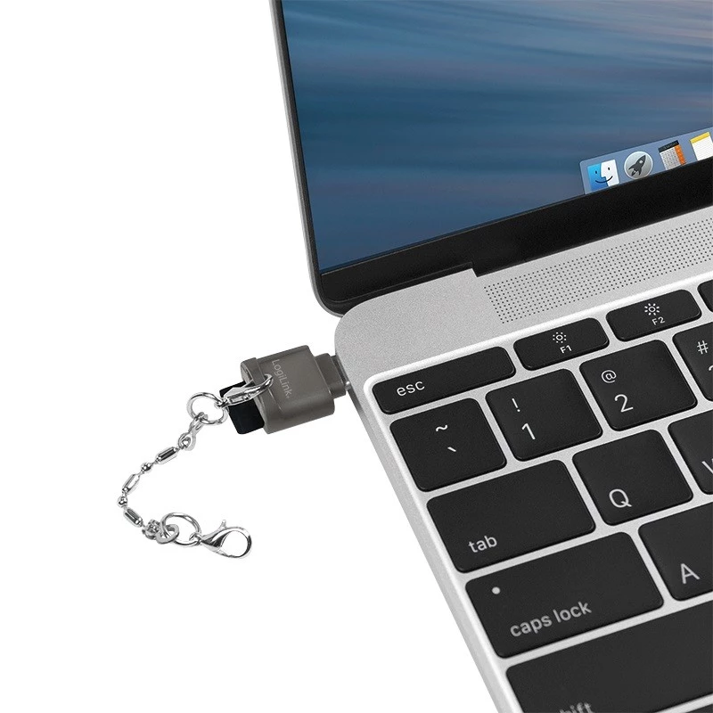 USB-C į microSD kortelių skaitytuvas su raktų pakabuku