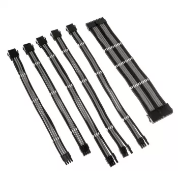 Prailginimo rinkinys Kolink Core Adept — pintas PET apvalkalas, variniai laidininkai, 300–350 mm ilgiai, 6 vnt. rinkinys