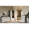 Spinta MALWA SS-90 90×180×50 cm, antracitinis rėmas, balti varstomi durys, 2 stalčiai, laminatas 16 mm